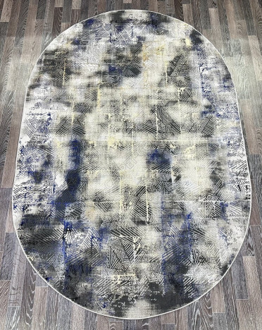 Ковер турецкий AA611A Lisa (Полиэстер, синий, серый) овальный