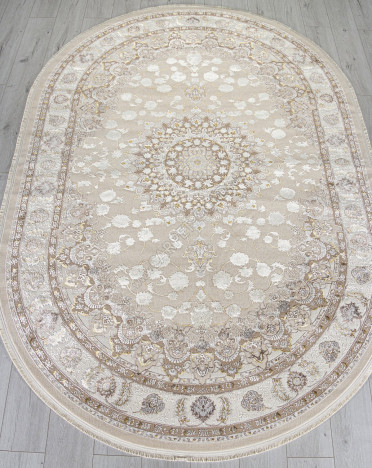 Ковер A050B - L.BEIGE / CREAM - Овал - коллекция ZARINA