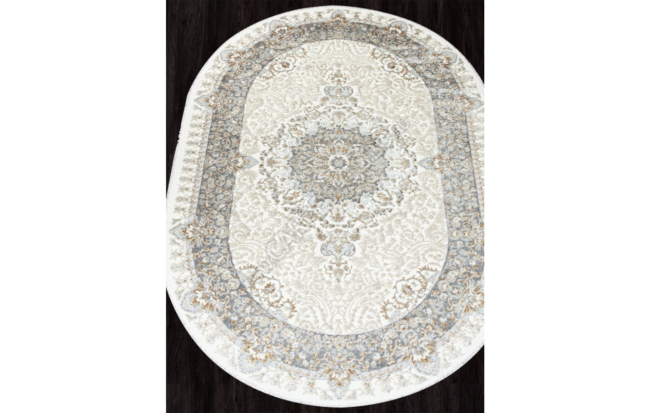 Ковер 06066A - GREY FDY / CREAM HB - Овал - коллекция SAHARA